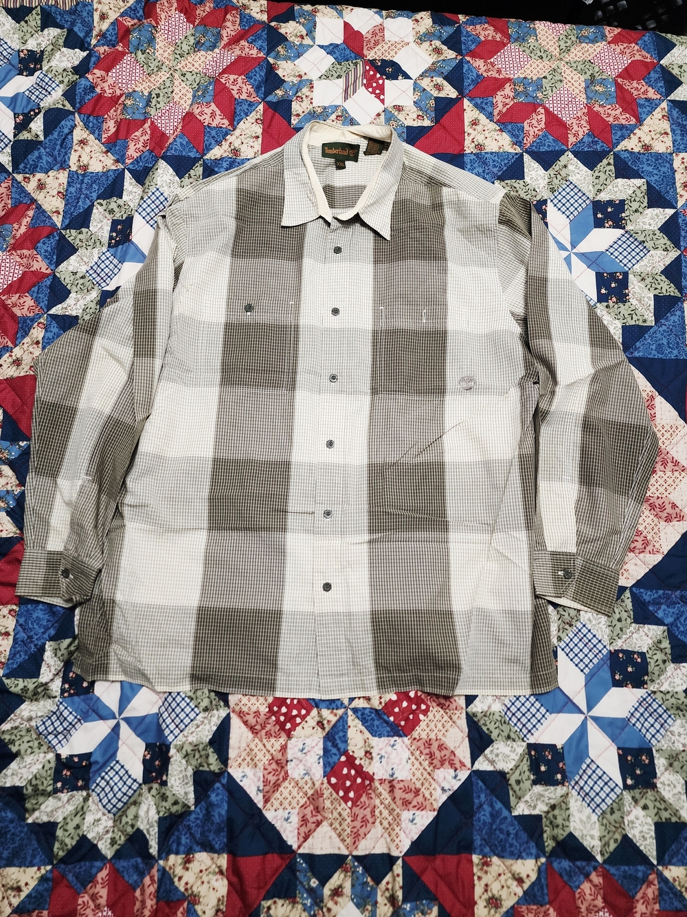 Timberland Men's Gray & White Plaid Shirt Jacket